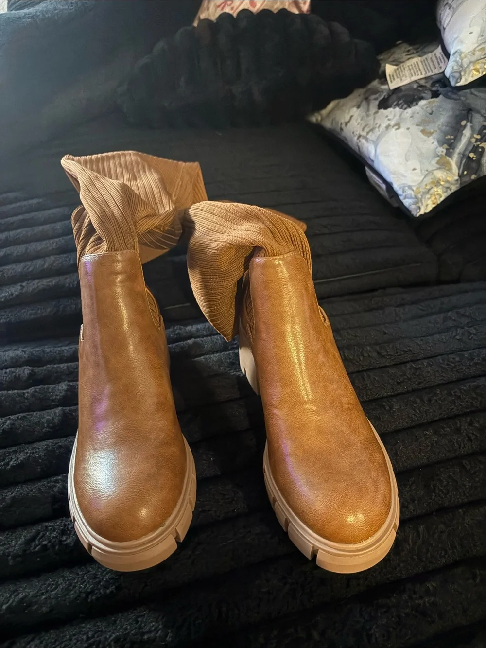 Women's Tan Over-the-Knee Chunky Sole Boots